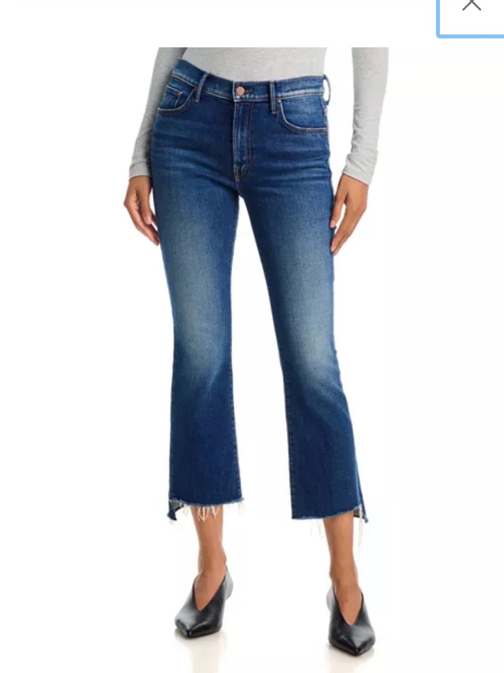 MOTHER "The Insider Crop Step Fray" jeans in the wash "Walking on Coals"